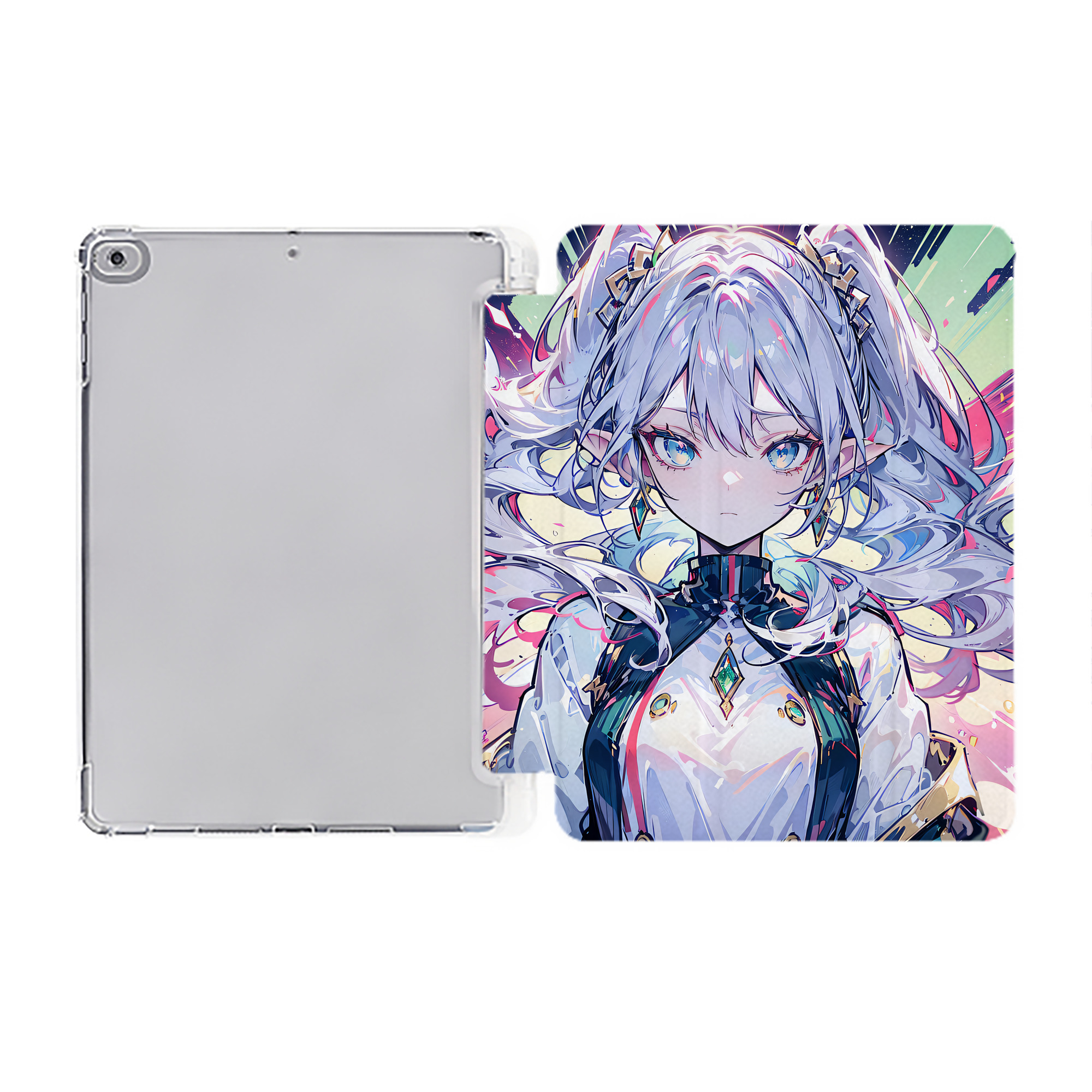 （画像用） 葬送のフリーレン Frieren IPad ケース ペン収納付き 三つ折りスタンド PUレザー×シリコン 対応機種9.5/10.5/10.9インチ